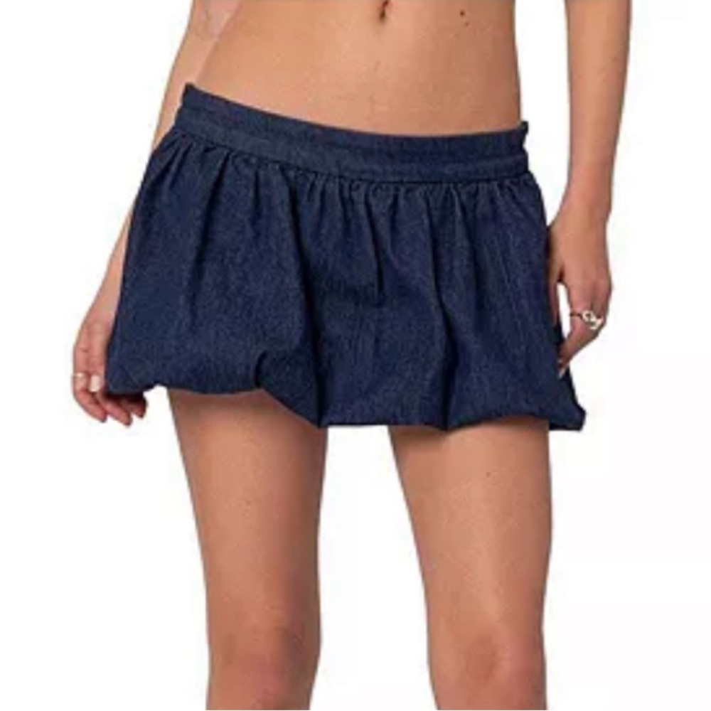 Edikted Denim Bubble Micro Skort